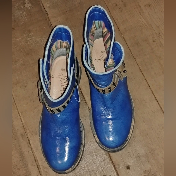 Felmini blue leather ankle booties - Picture 2 of 8